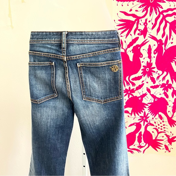 Tory Burch Dark Wash Flare Denim - Picture 4 of 7